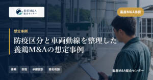 防疫区分と車両動線を整理した養鶏M&Aの想定事例のアイキャッチ画像