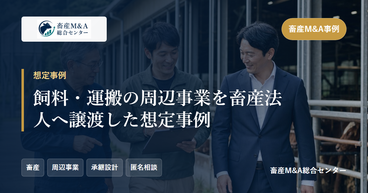 飼料・運搬の周辺事業を畜産法人へ譲渡した想定事例のアイキャッチ画像