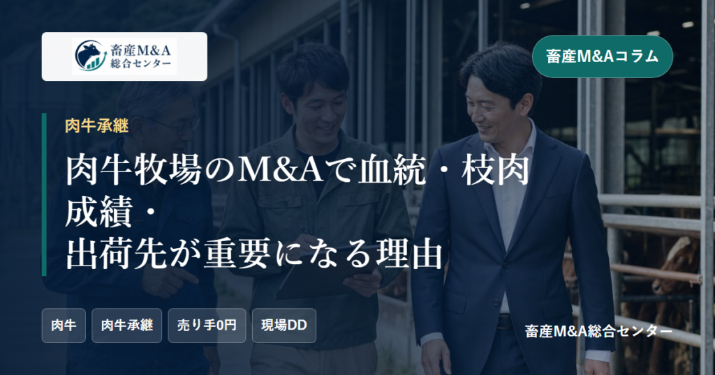 肉牛牧場のM&Aで血統・枝肉成績・出荷先が重要になる理由のアイキャッチ画像